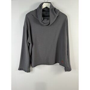 Peace Love World Cowl Neck Turtleneck Sweatshirt Top Sz S Gray Terry Oversized